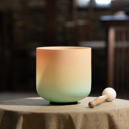 CVNC Desert Sunset Frosted Crystal Singing Bowl For Chakra Healing Meditation
