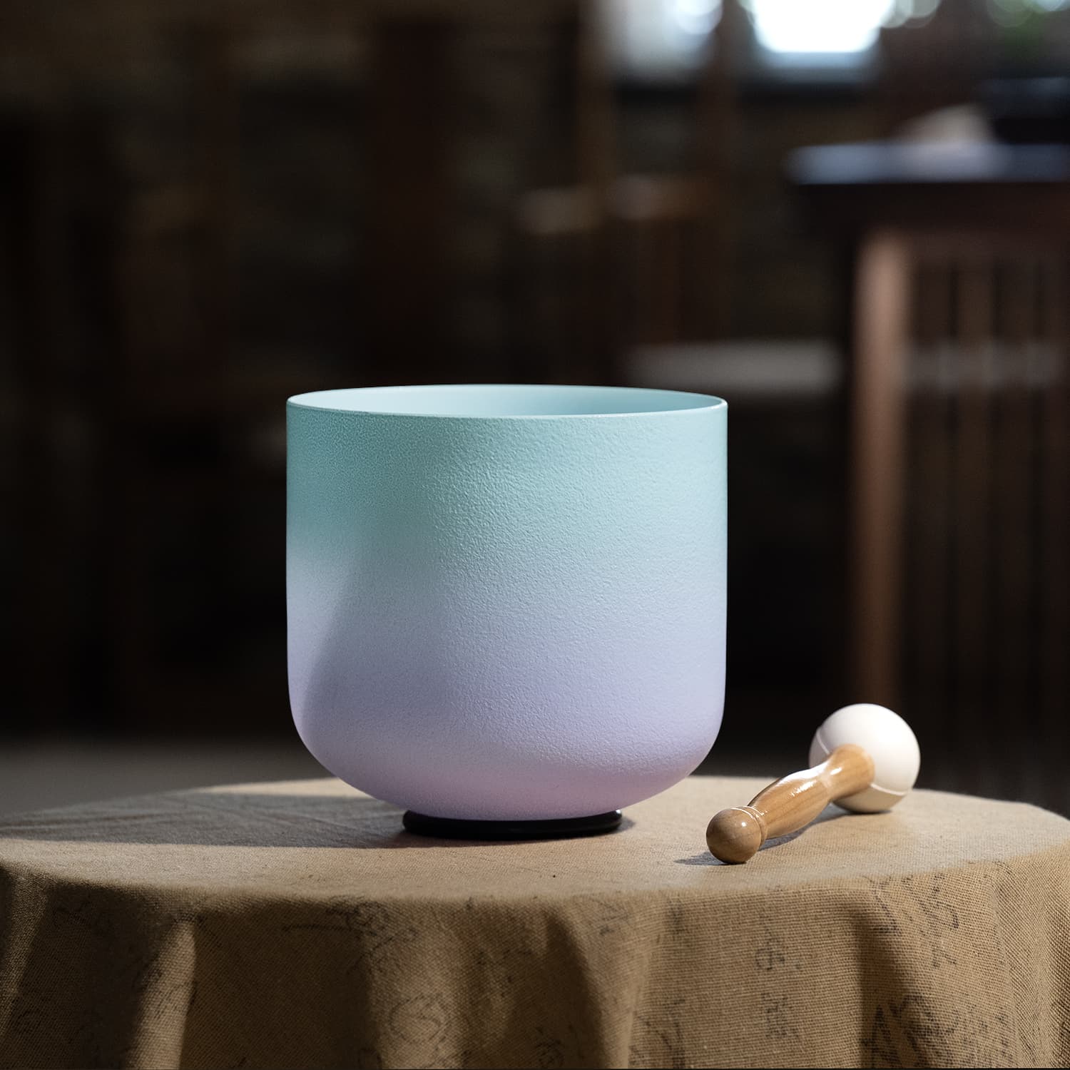 CVNC SaharaIrisBlue Frosted Crystal Singing Bowl For Sound Healing