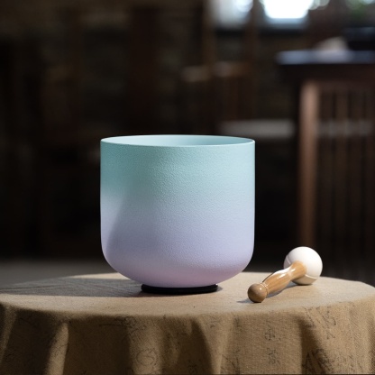 CVNC SaharaIrisBlue Frosted Crystal Singing Bowl For Sound Healing