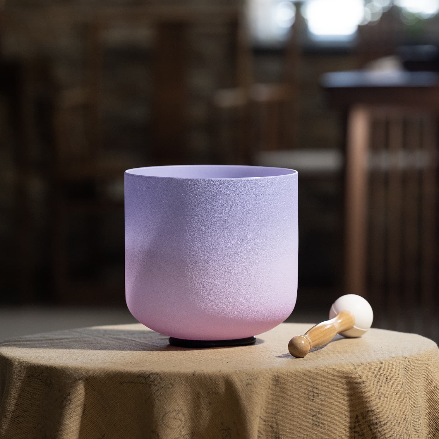 CVNC DesertAmethyst Frosted Crystal Singing Bowl For Chakra Healing Meditation