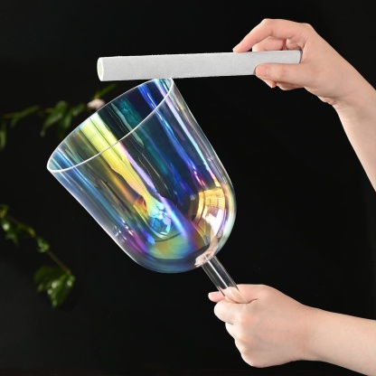CVNC Handle Clear Cosmic Light Crystal Singing Bowl With Carrier Bag For Chakra Healing Meditation