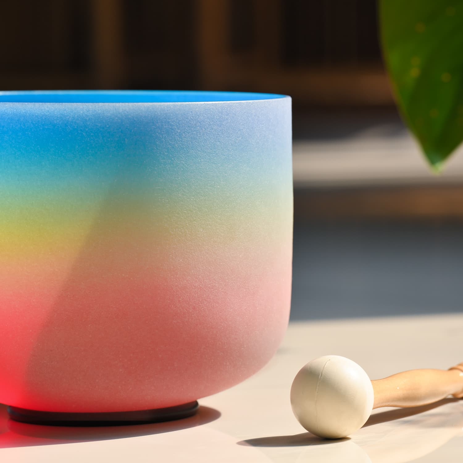 CVNC G Note Throat Chakra Rainbow Colored  Frosted Crystal Singing Bowl For Chakra Healing Meditation