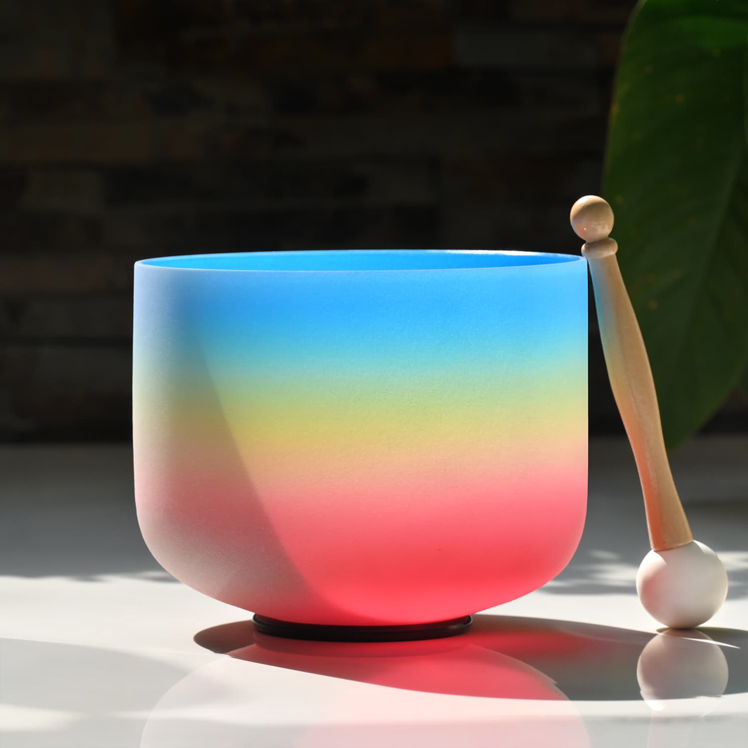 CVNC G Note Throat Chakra Rainbow Colored  Frosted Crystal Singing Bowl For Chakra Healing Meditation