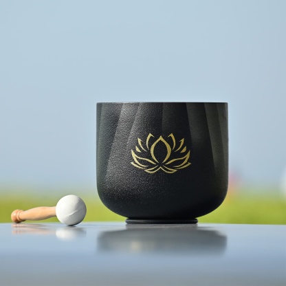 CVNC Black Lotus Crystal Singing Bowl For Meditation Healing