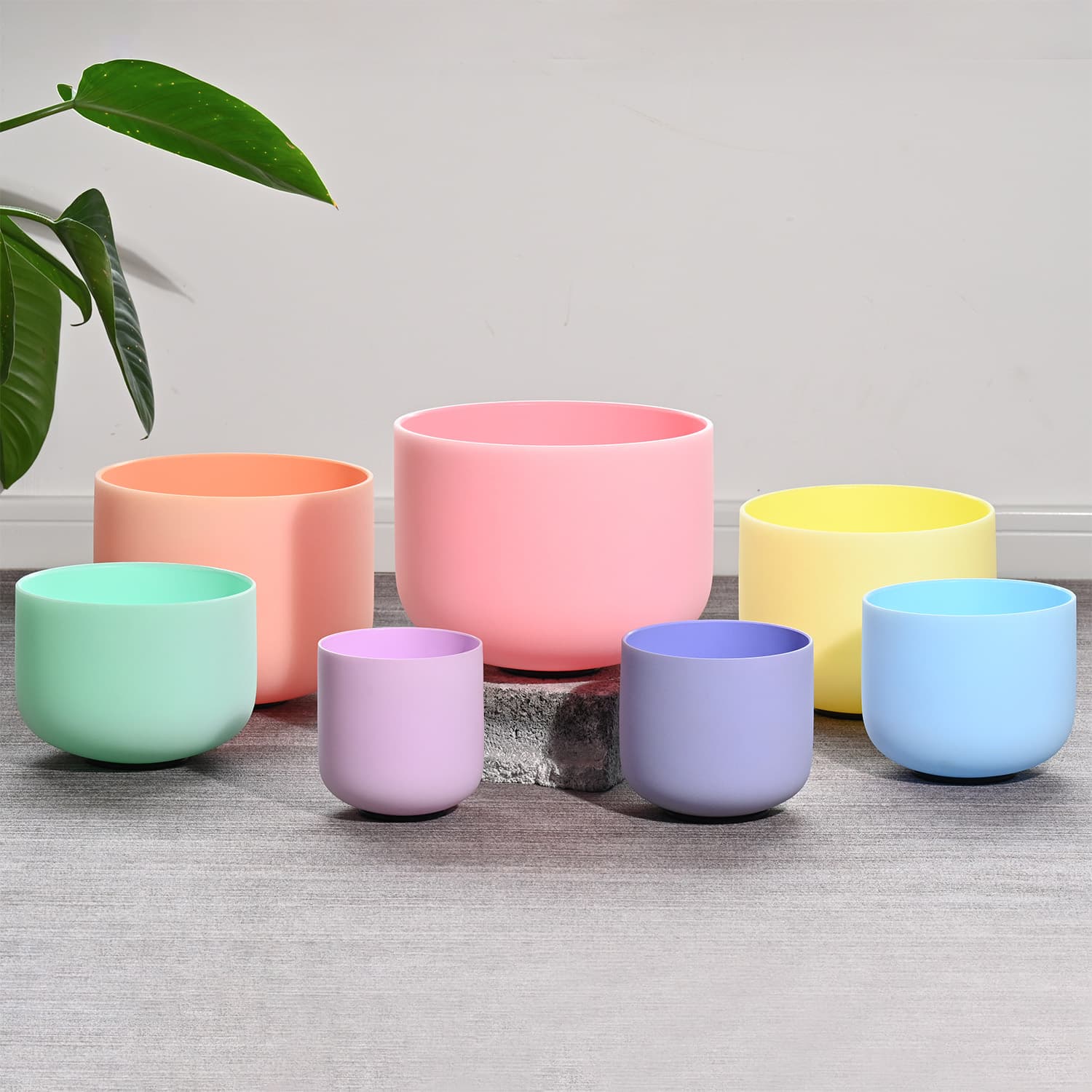 CVNC Macaron Artist Pastel Collections 8-14 Inch Crystal Singing Bowl Set With Carrier Bag For Chakra Healing Meditation
