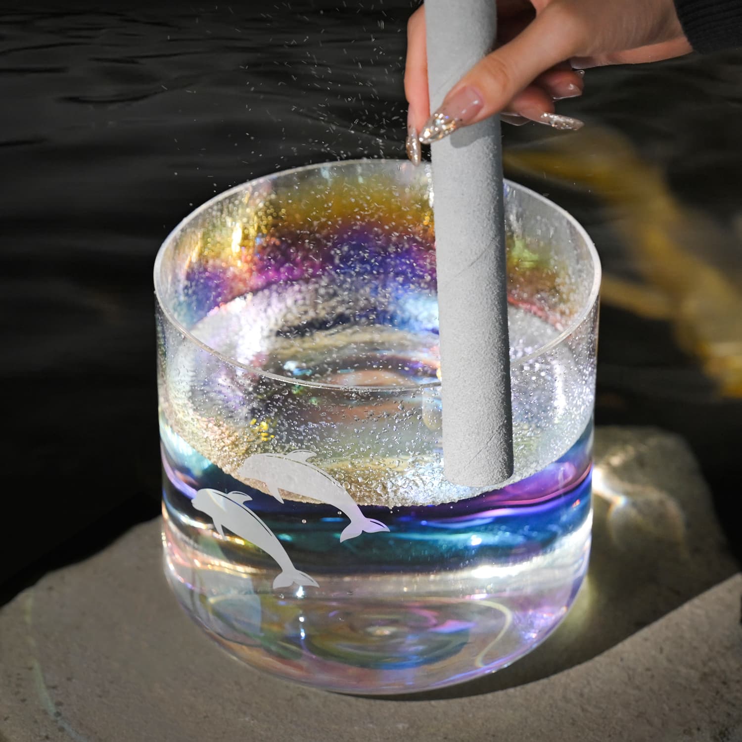 CVNC Aqua Dolphin Alchemy Singing Bowl with Carrier Bag