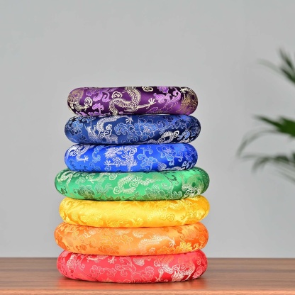 CVNC Crystal Singing Bowl 7 colored 7 PCS Silk Cushion Holder Pillow (Without Singing Bowl)