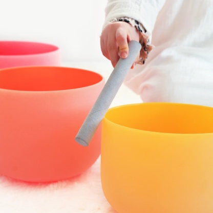 CVNC 7 PCS 6-12 Inch Colored Frosted Crystal Singing Bowl Set With Carrier Bag For Sound Bath Meditation