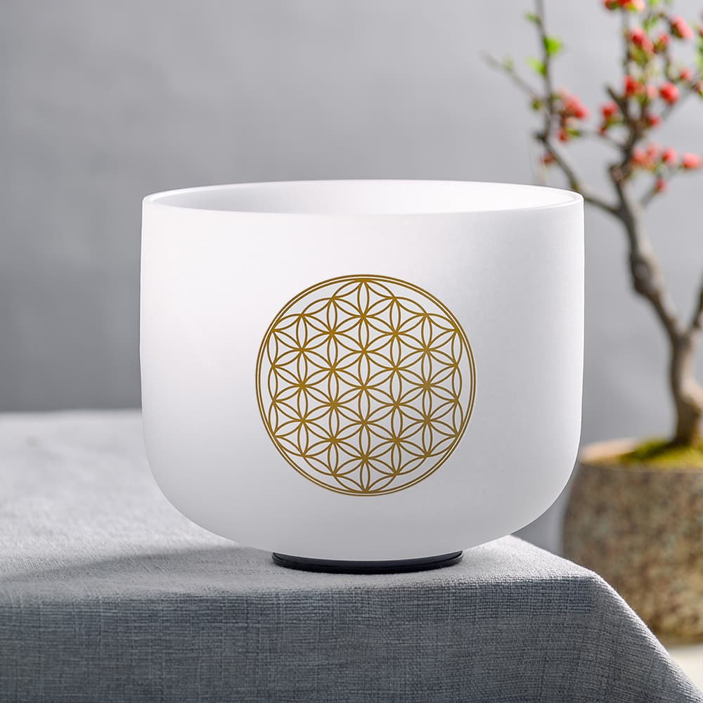 CVNC 528Hz Note C Flower Of Life Frosted Crystal Singing Bowl