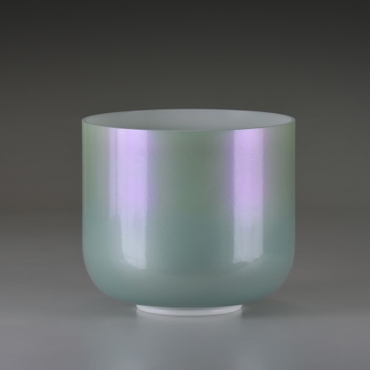 CVNC 10" A Note Emerald Green Purple Aura Empyrean Crystal Singing Bowl -20 cents