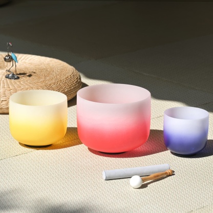 CVNC 6-10″ 3-Note Perfect Pitch Chakra Crystal Singing Bowl Set with Bag