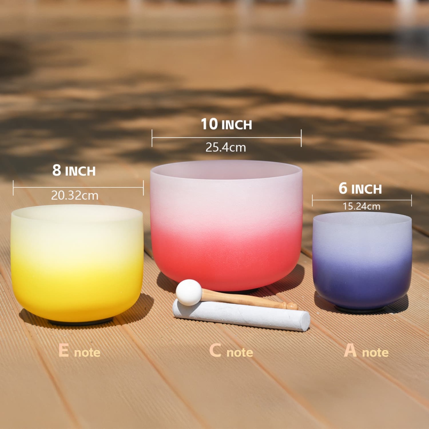 CVNC 6-10″ 3-Note Perfect Pitch Chakra Crystal Singing Bowl Set with Bag