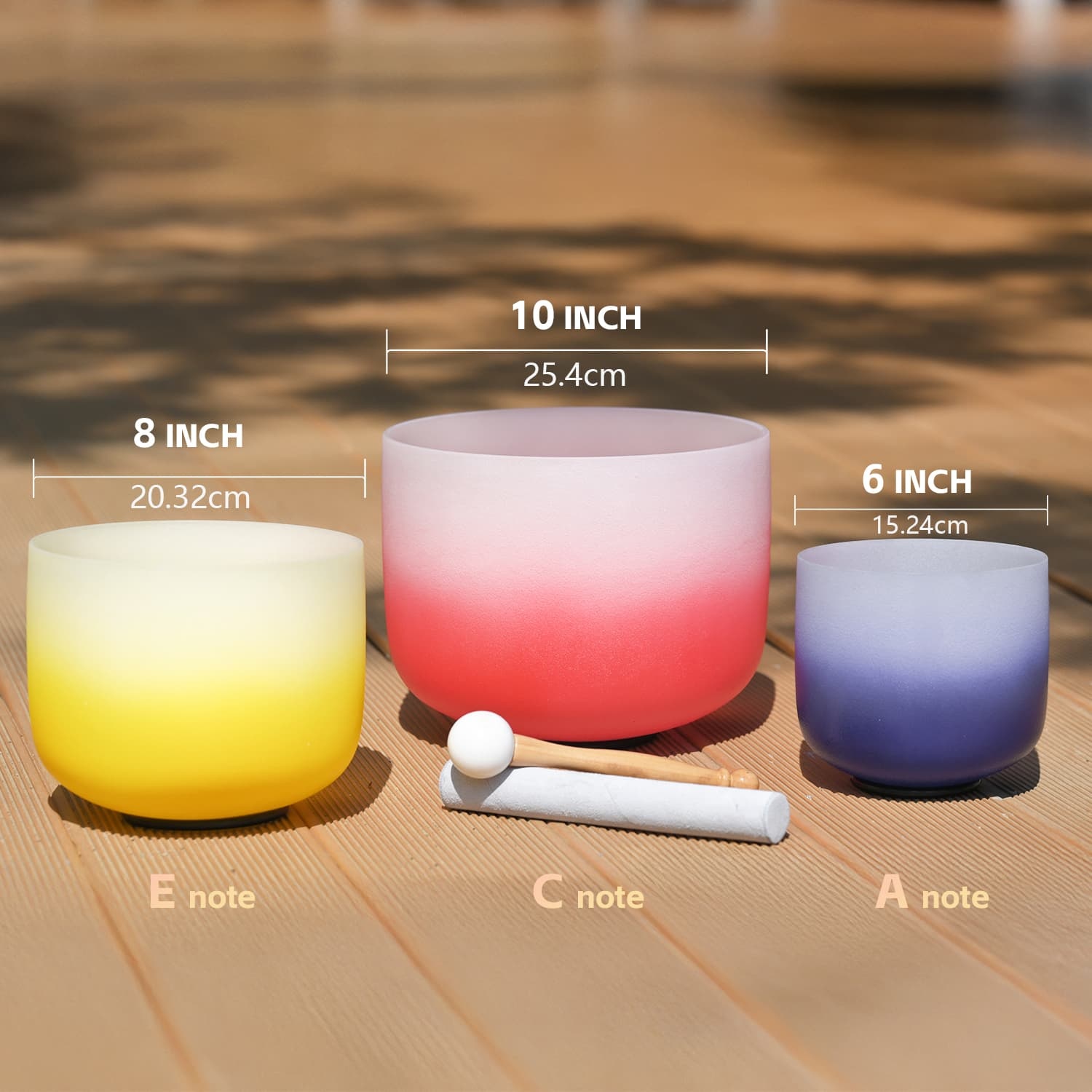 CVNC 6-10″ 3-Note Perfect Pitch Chakra Crystal Singing Bowl Set with Bag