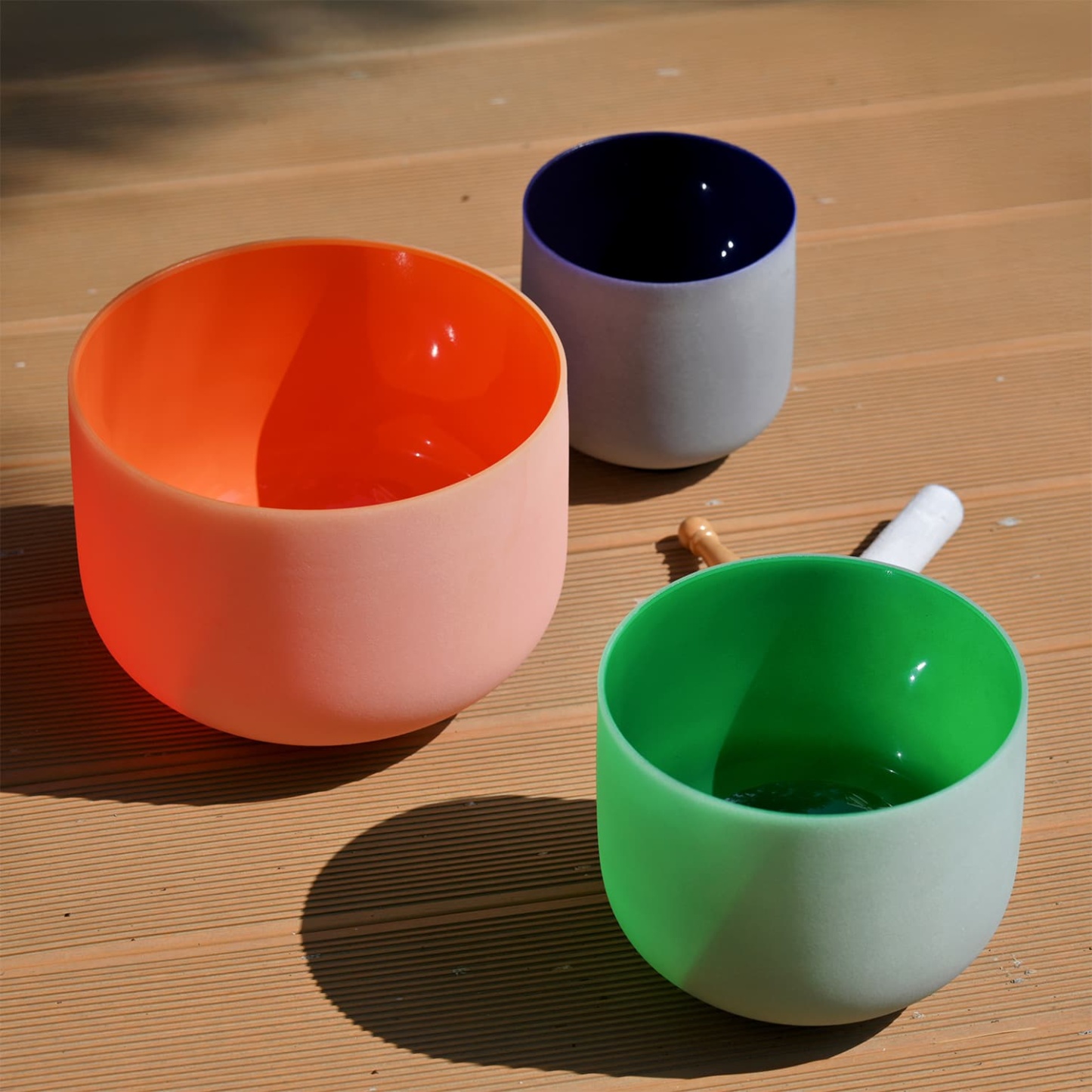 CVNC 6-10 Inch Set of 3 Color Crystal Singing Bowls in Carry Bag