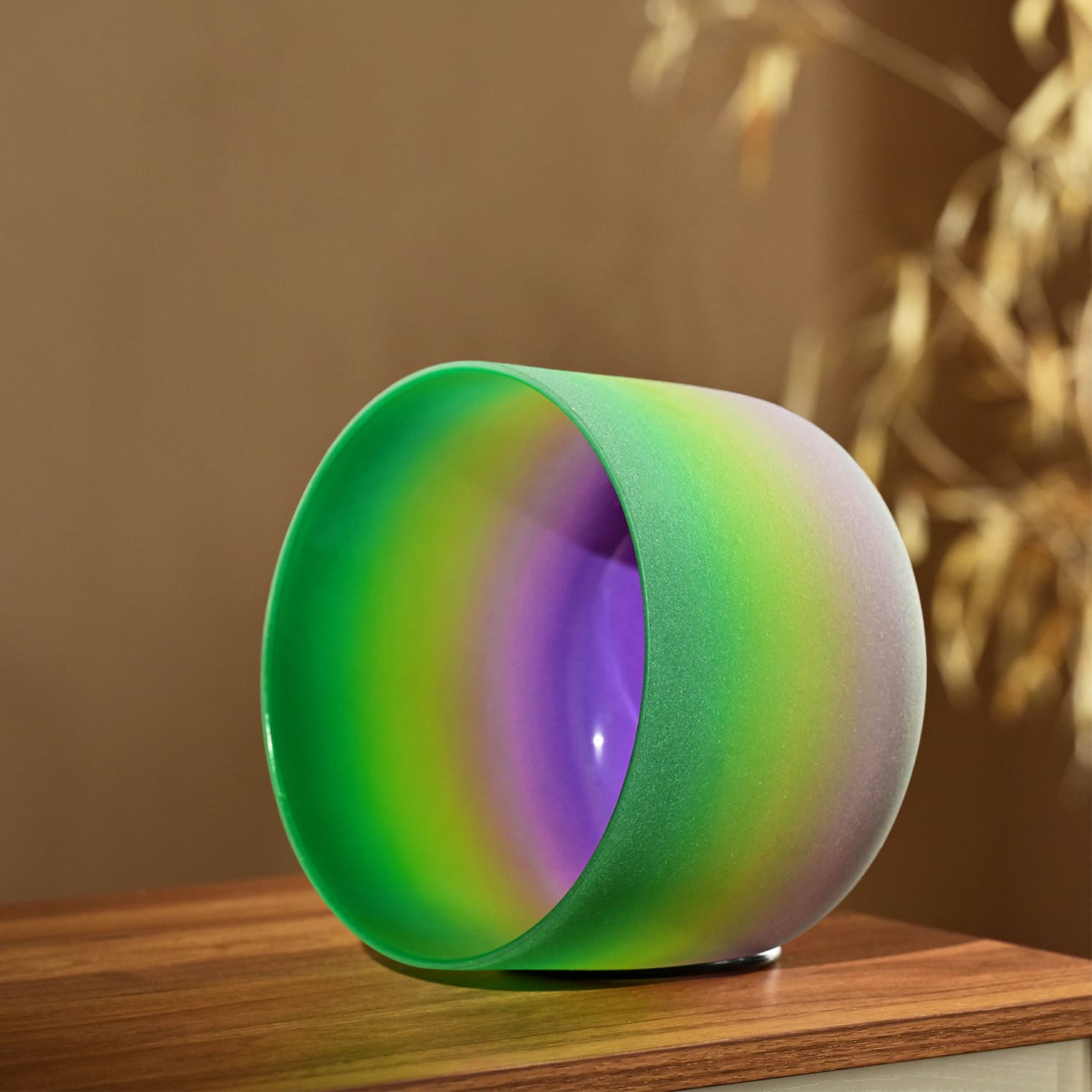 CVNC F Note Heart Chakra Rainbow Colored  Frosted Crystal Singing Bowl For Sound Healing