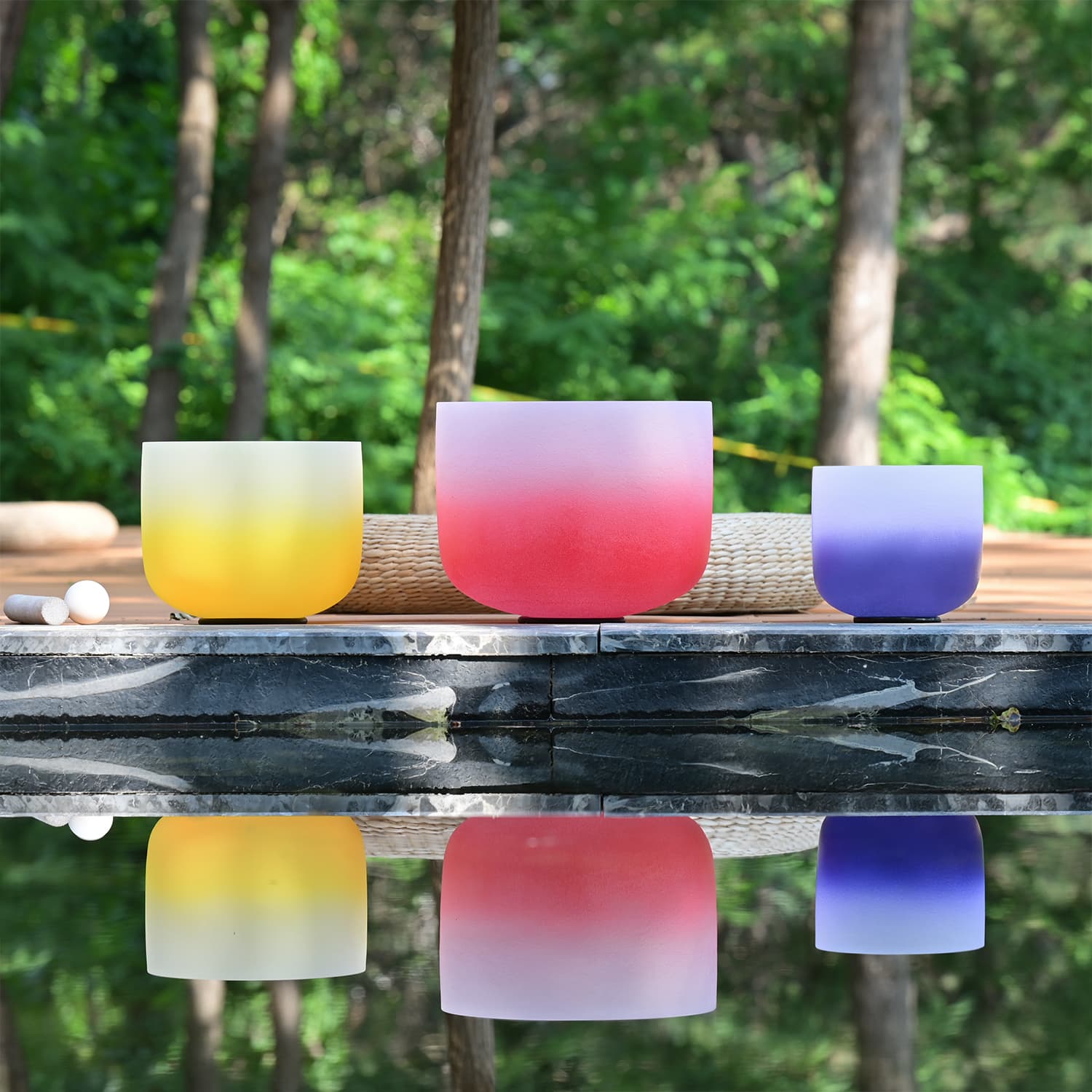 CVNC 6-10″ 3-Note Perfect Pitch Chakra Crystal Singing Bowl Set with Bag