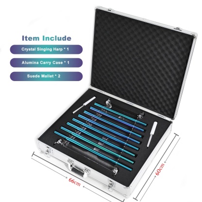 CVNC 432Hz Aurora Realm Multiple Colored Crystal Singing Harp with 8 notes & Alumina Alloy Box For Meditation Healing