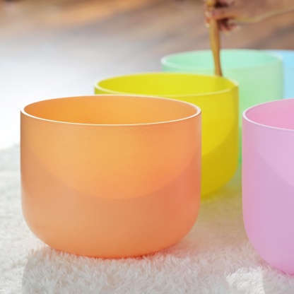 CVNC Macaron Artist Pastel Collections 6-12 Inch Crystal Singing Bowl Set With Carrier Bag For Chakra Healing Meditation