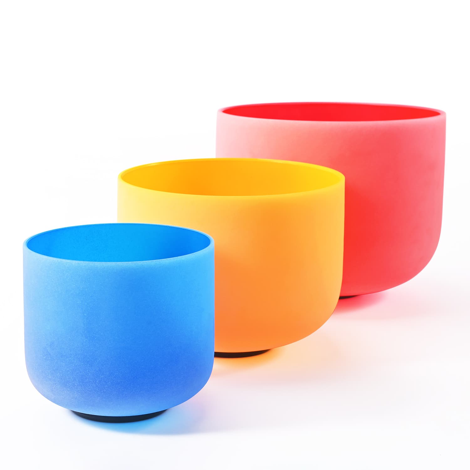 CVNC Set of 3 Pcs 8-12 Inch Quartz Color Crystal Singing Bowls With Carrier Bag For Sound Healing