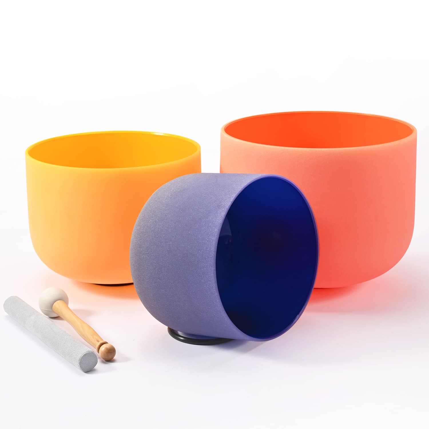 CVNC 8"A 10"E 12"D Colored Quartz Crystal Singing Bowl Set For Sound Healing