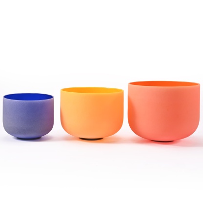 CVNC 8"A 10"E 12"D Colored Quartz Crystal Singing Bowl Set For Sound Healing