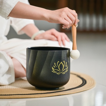 CVNC Black Lotus Crystal Singing Bowl For Meditation Healing