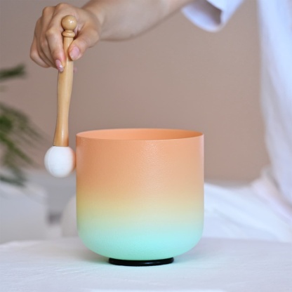 CVNC Desert Sunset Frosted Crystal Singing Bowl For Chakra Healing Meditation