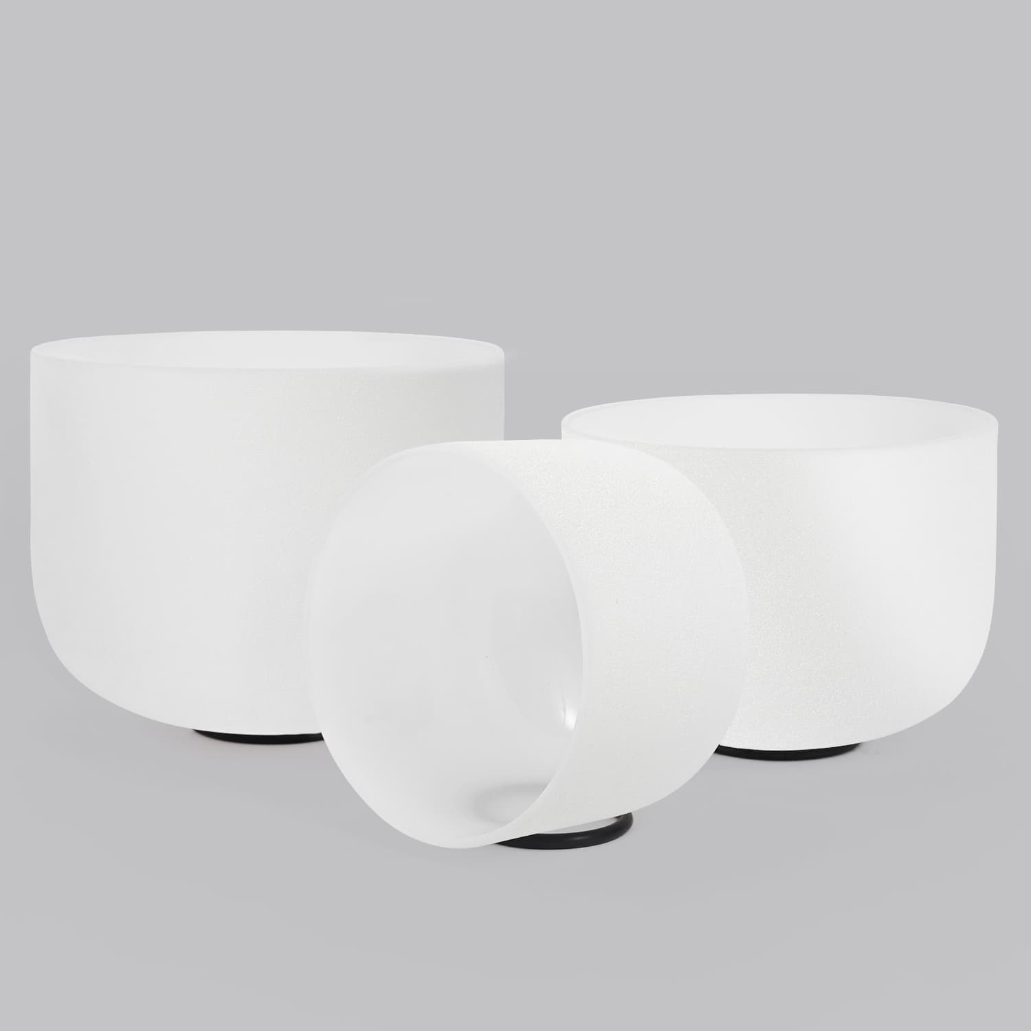 CVNC 6"A 8"F 10"C Frosted Quartz Crystal Singing Bowl Set With Carrier Bag For Sound Healing