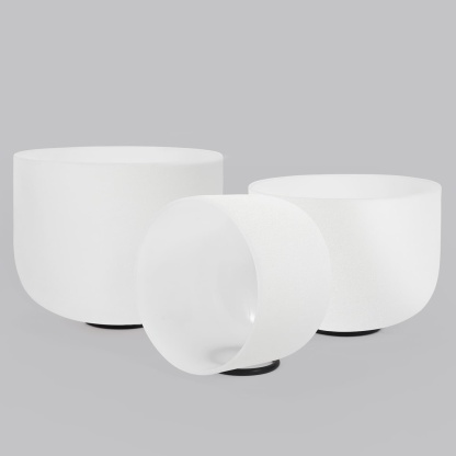 CVNC 6"A 8"F 10"C Frosted Quartz Crystal Singing Bowl Set With Carrier Bag For Sound Healing