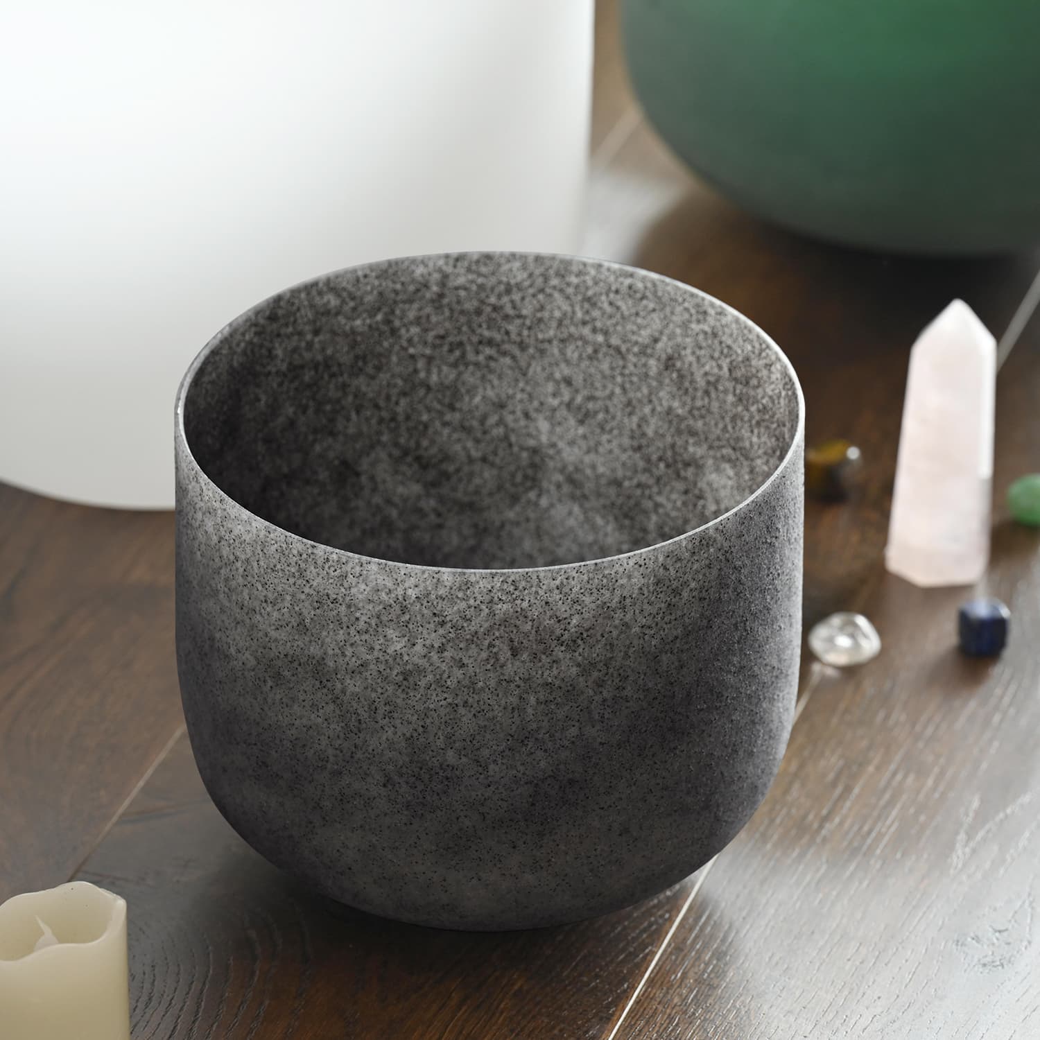 CVNC 8 Inch Note C Color Of Obsidian Gemstone Fusion Crystal Singing Bowl For Chakra Healing Meditation