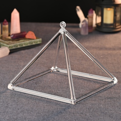 CVNC Triangle Clear Crystal Singing Pyramid With Carrier Bag For Meditation Healing