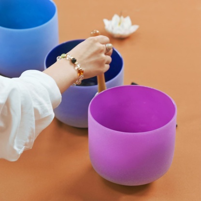 CVNC B Note Crown Chakra Purple Color Frosted Crystal Singing Bowl  For Chakra Healing Meditation