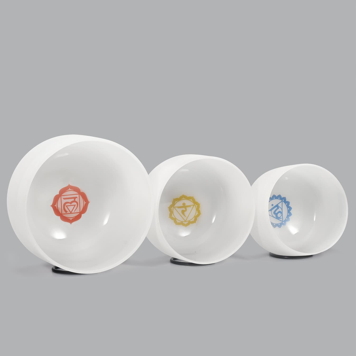 CVNC 8"G 10"E 12"C Chakra Symbol Design Crystal Singing Bowl Set With Carrier Bag For Chakra Healing Meditation