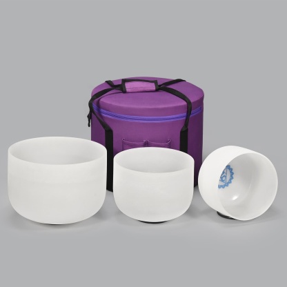 CVNC 8"G 10"E 12"C Chakra Symbol Design Crystal Singing Bowl Set With Carrier Bag For Chakra Healing Meditation