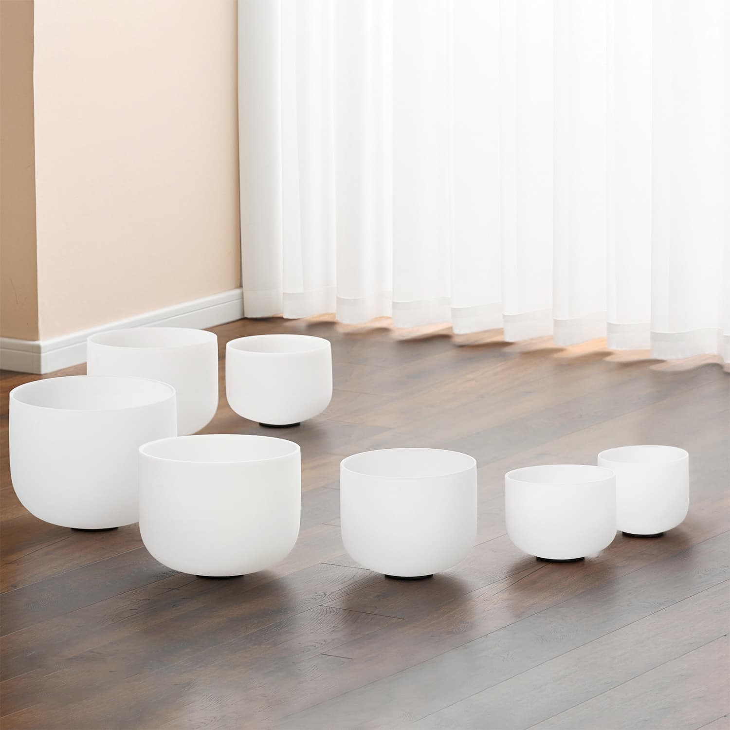 CVNC 7 PCS 6-12 Inch Frosted Crystal Singing Bowl Set With Carrier Bag For Sound Healing