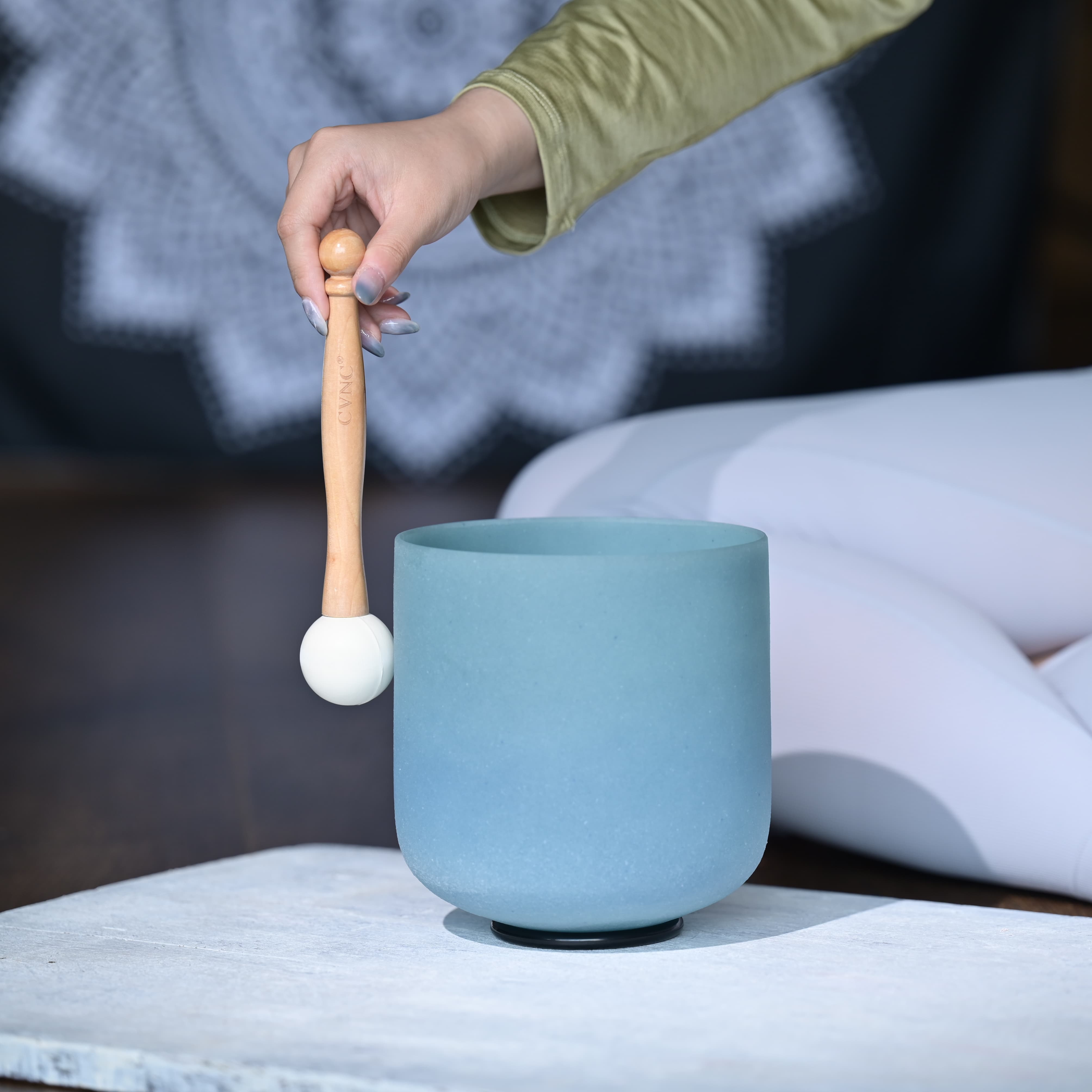 CVNC Note G Color Of Lapis Lazuli Gemstone Fusion Crystal Singing Bowl For Sound Healing
