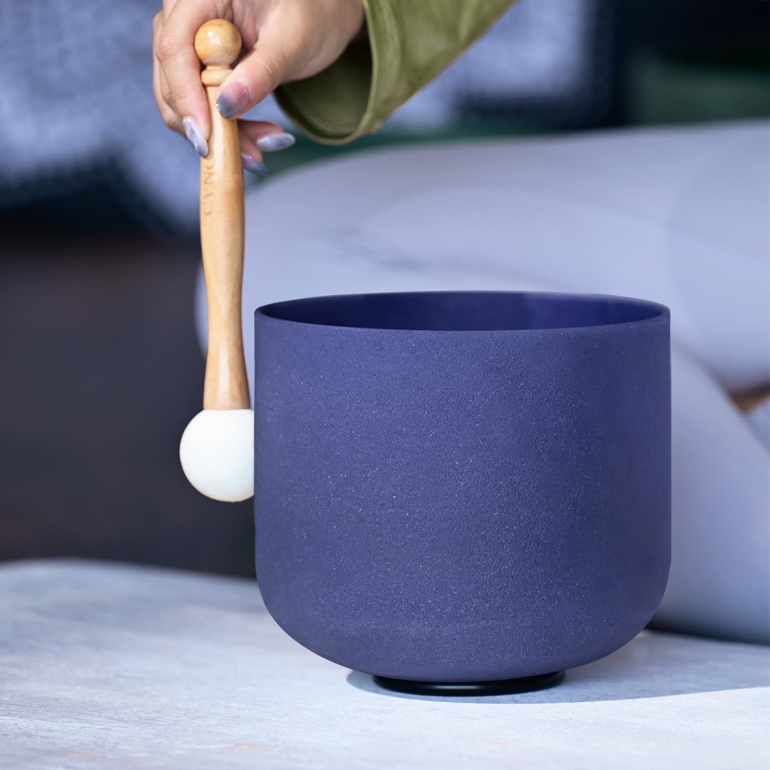CVNC Note A Color Of Sapphire Gemstone Fusion Crystal Singing Bowl For Sound Healing