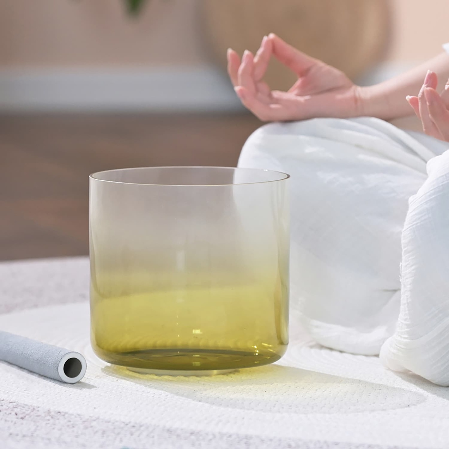 CVNC Aria Crystal Moss Alchemy Solar Plexus Chakra Singing Bowl with Carrier Bag For Sound Healing