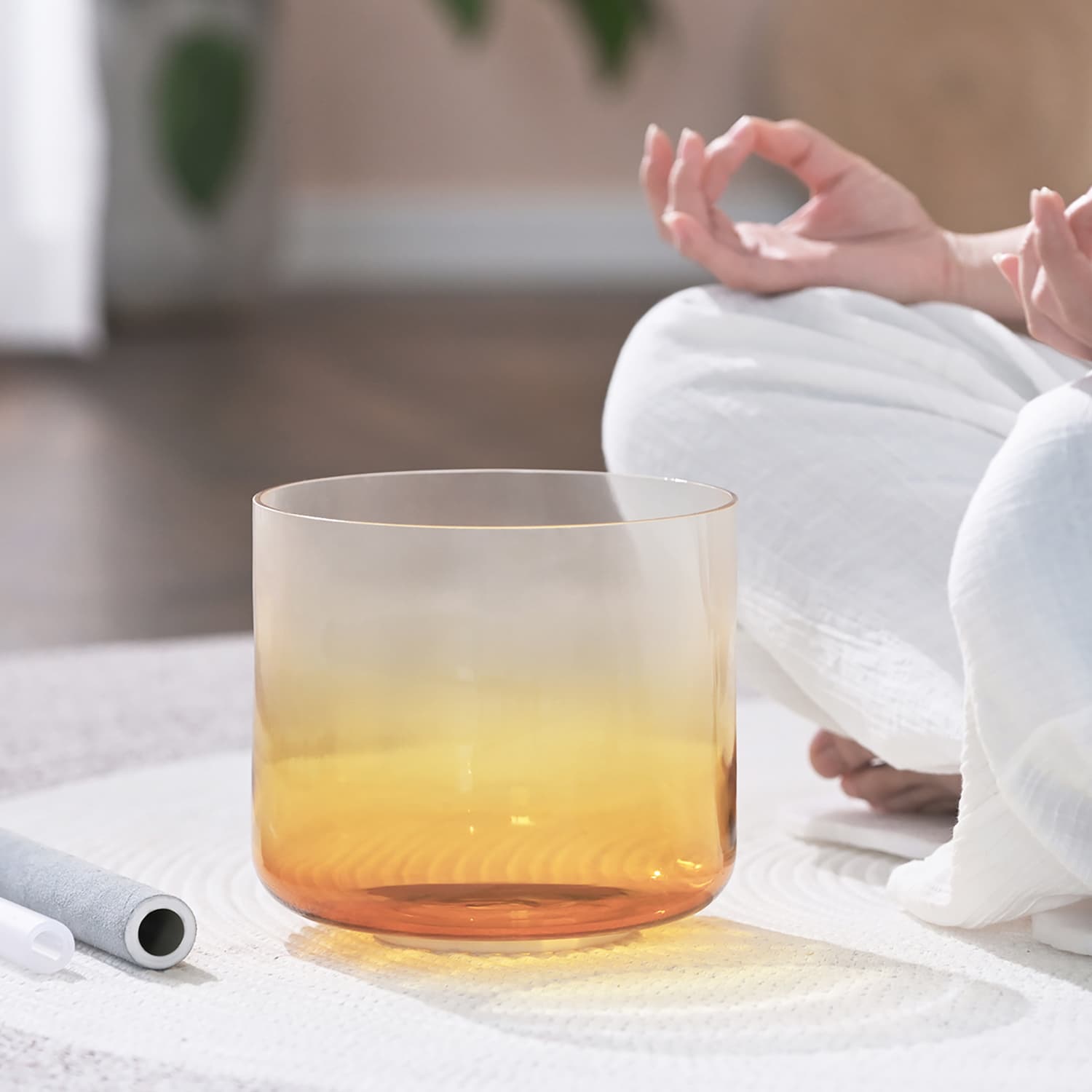 CVNC Aria Crystal Saffron Alchemy Sacral Chakra Singing Bowl with Carrier Bag For Meditation Healing