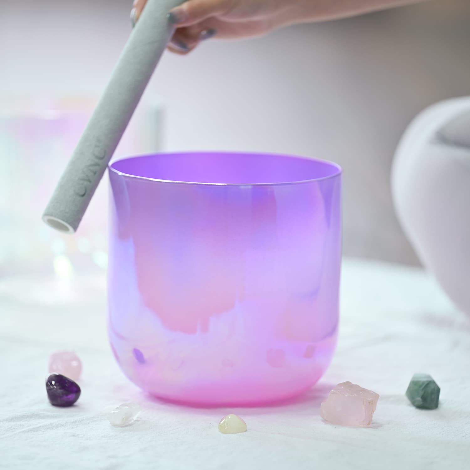 CVNC Alchemy Amethyst Singing Bowl with Carrier Bag For Chakra Healing Meditation