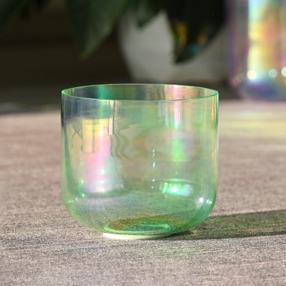 CVNC Alchemy Cosmic Light Clear Green Heart Chakra Crystal Singing Bowl with Carrier Bag For Meditation Healing