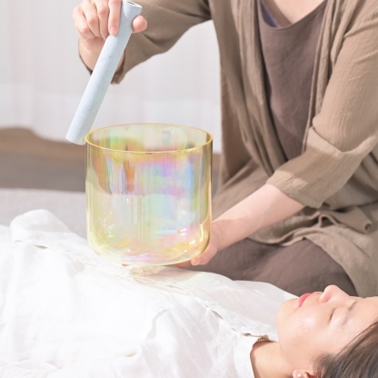 CVNC Alchemy Cosmic Light Clear Yellow Solar Plexus Chakra Crystal Singing Bowl with Carrier Bag For Meditation Healing