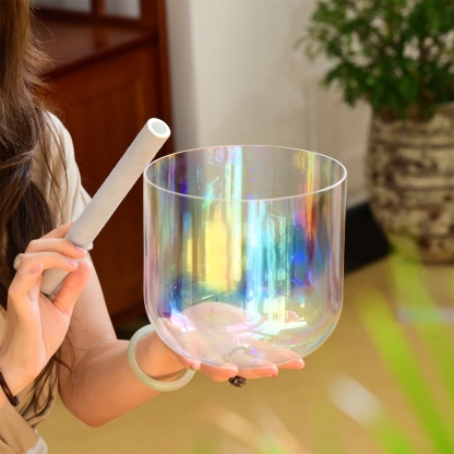 CVNC Alchemy Cosmic Light Clear 432 Hz Perfect Pitch Quartz Crystal Singing Bowl with Carrier Bag For Chakra Healing Meditation
