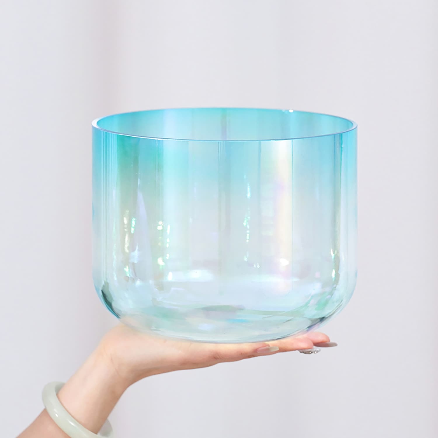 CVNC Alchemy Cosmic Light Clear Blue Throat Chakra Crystal Singing Bowl with Carrier Bag For Meditation Healing