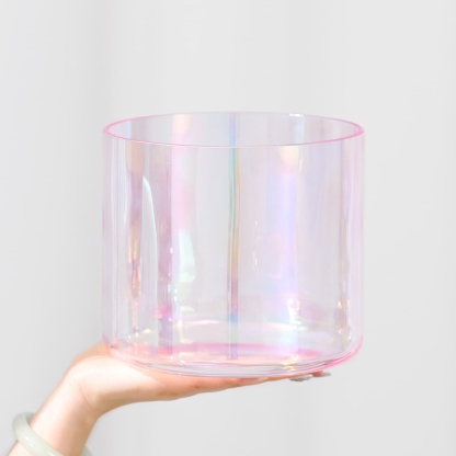 CVNC Alchemy Cosmic Light Clear Pink 432 Hz Perfect Pitch Crystal Singing Bowl with Carrier Bag For Meditation Healing