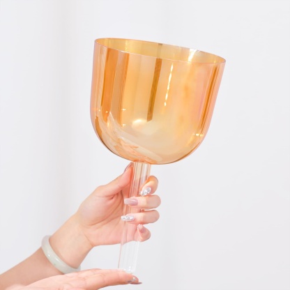 CVNC F Note Clear Handle Crystal Singing Bowl and D Note Aria Alchemy Singing Bowl Pair