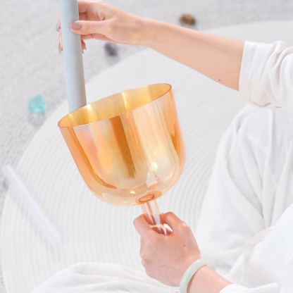 CVNC F Note Clear Handle Crystal Singing Bowl and D Note Aria Alchemy Singing Bowl Pair