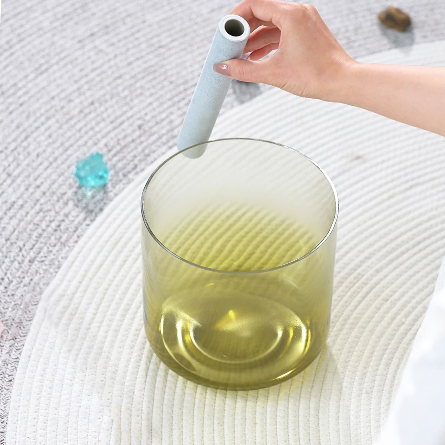 CVNC Aria Crystal Moss Alchemy Solar Plexus Chakra Singing Bowl with Carrier Bag For Sound Healing