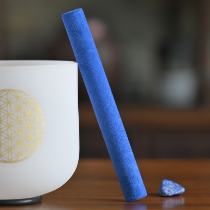 CVNC Blue Suede Mallet for Playing Crystal Singing Bowl Sheepskin Stick