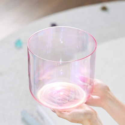 CVNC Alchemy Cosmic Light Clear Pink 440 Hz Perfect Pitch Crystal Singing Bowl with Carrier Bag For Meditation Healing